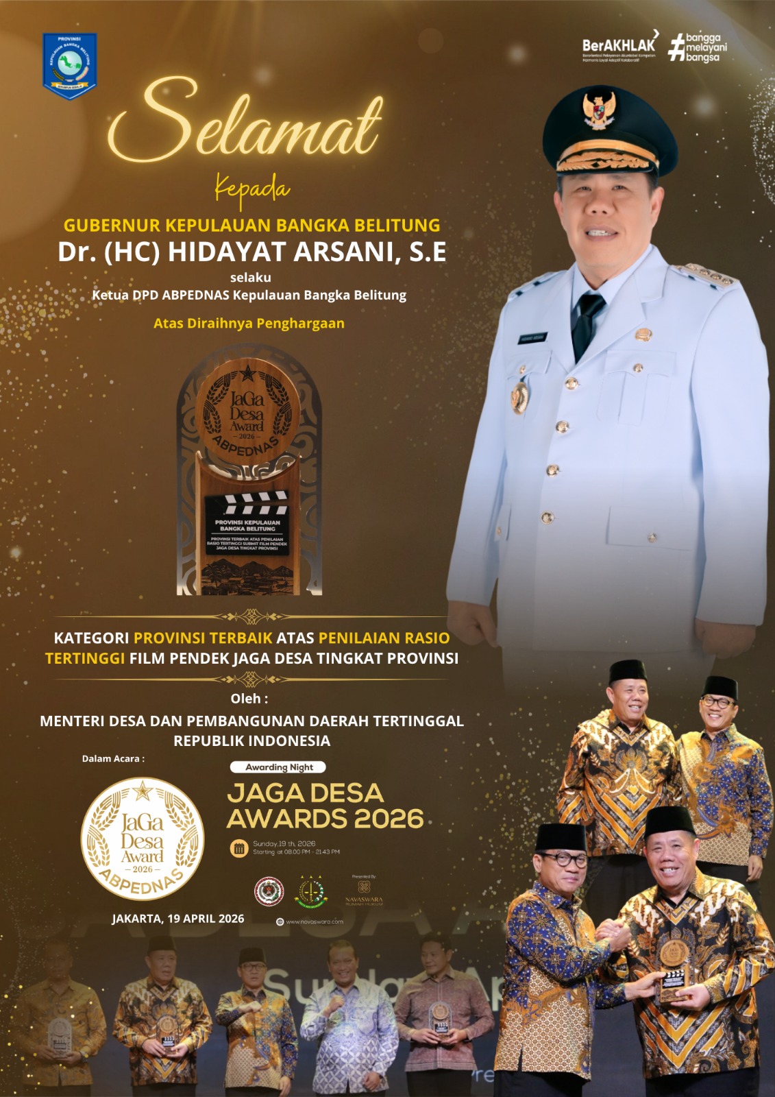 PENGHARGAAN KEPADA GUBERNUR KEPULAUAN BANGKA BELITUNG 